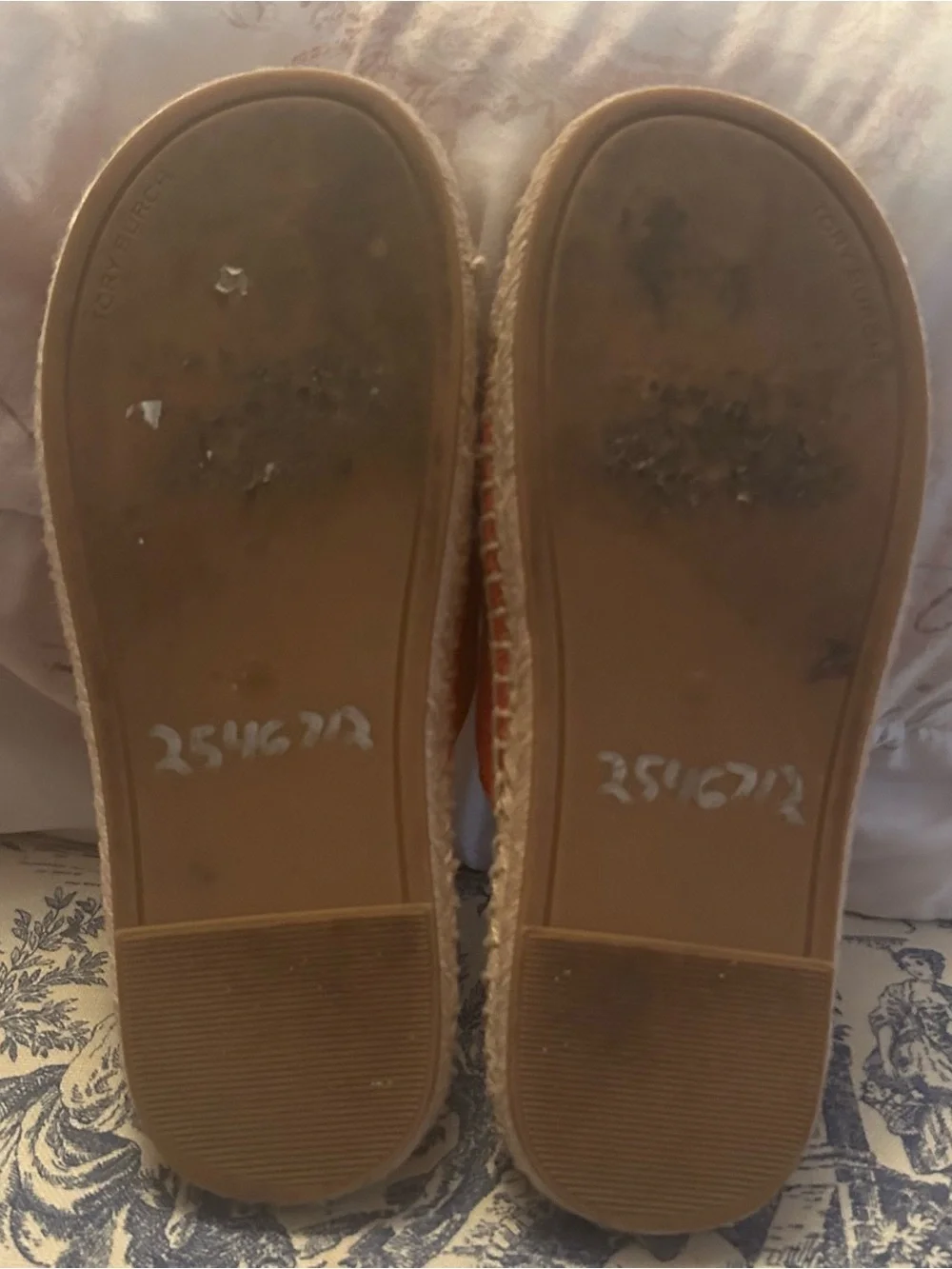 Tory Burch Selby Orange Suede Espadrille Slide Sandals Size 7 EUC